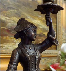 POLECAMY! SYGNOWANY KOMPLET (PARA) LAMP FIGURALNYCH Z FRANCJI!