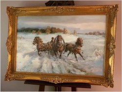 Polskie Malarstwo Aukcyjne! Pędząca Trojka - Edward Pierzyński (Polish, 1922- ??)