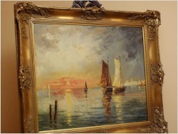 MORZE ŚRÓDZIEMNE, ŁODZIE Z WIDOKIEM NA WENECJĘ - HEINZ NEHREN *1919