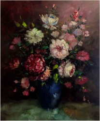 RARYTAS! KWIATY W NIEBIESKIM  WAZONIE ~ Prof.Adjez BAHMAN (1941)