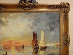 MORZE ŚRÓDZIEMNE, ŁODZIE Z WIDOKIEM NA WENECJĘ - HEINZ NEHREN *1919