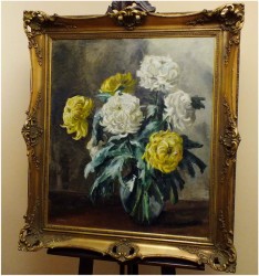 ARCYDZIEŁO! CHRYZANTEMY W SZKLANYM WAZONIE - Hermine ZAHNER (1912-1981)