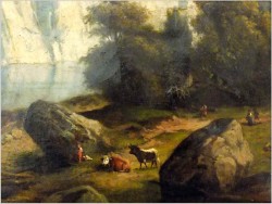 PEJZAŻ Z KROWAMI - SZKOŁA Z BARBIZON (ÉCOLE DE BARBIZON 1830-1860)