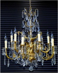 PAŁACOWY ŻYRANDOL MOSIĘŻNY Z KRYSZTAŁKAMI SWAROVSKIEGO - 12 PUNKTÓW OŚWIETLENIOWYCH (ANTYK!)