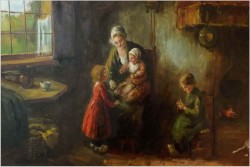 MALARSTWO OLEJNE - MATKA Z DZIEĆMI, MACIERZYŃSTWO -SYGN. C.WILLEMS (1888-1966)