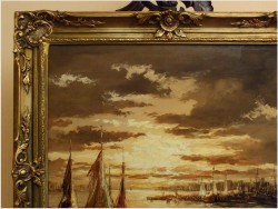 ŁODZIE NA MORZU - Hayr XXw. - (piękny nokturn XXw.)