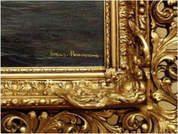 ŁODZIE NA MORZU ~ Ernst Hugo LORENZ-MUROWANA (1872-1950) AŻUROWA RAMA / UNIKAT!