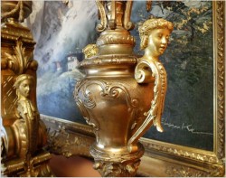 Pałacowy Zegar Medalowy z Kandelabrami, Styl Ludwika XVI - Brąz XIXw. (Wys: 79 cm)