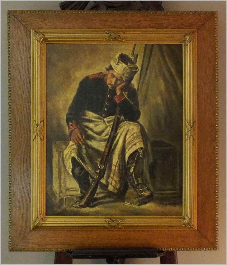 POLECAMY WYJĄTKOWY OBRAZ OLEJNY! WOJNA NAPOLEOŃSKA, ZRANIONY ŻOŁNIERZ - CARL FRANZ BAUER (Wien, 1879-1954)