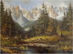 PIĘKNY ALPEJSKI KRAJOBRAZ - FRITZ ZSCHIESCHE (1926-2012)