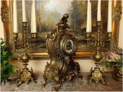 POLECAMY! PAŁACOWY ZEGAR Z KANDELABRAMI - (FHS HERMLE &SOHN) 15KG