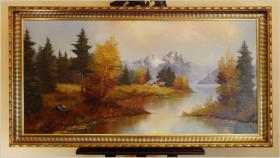 Na rozlewiskach! Wielki stary obraz olejny - Oryg. Georg Kuboth (Schlesien, Śląsk 1916-2004) 135cm x 75cm