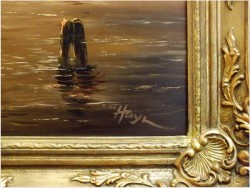 ŁODZIE NA MORZU - Hayr XXw. - (piękny nokturn XXw.)