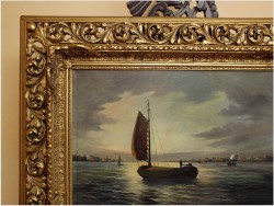 ŁODZIE NA MORZU ~ Ernst Hugo LORENZ-MUROWANA (1872-1950) AŻUROWA RAMA / UNIKAT!