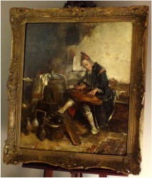 UWAGA, WYPRZEDAŻ KOLEKCJI! STARUSZEK GRAJĄCY NA CYTRZE  - DICKMEIS GERHARD (1918 – 1978)