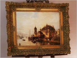 Holenderska Scena Portowa  - L.Bertini, Karl Kaufmann (1843-1905 Wien)
