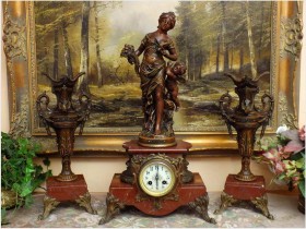 DUŻY ZEGAR Z PRZYSTAWKAMI - L&F MOREAU XIXw.