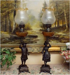 POLECAMY! SYGNOWANY KOMPLET (PARA) LAMP FIGURALNYCH Z FRANCJI!