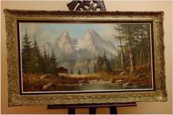 MALARSTWO NIEMIECKIE! PANORAMICZNY KRAJOBRAZ ALPEJSKI 118cm x 68cm