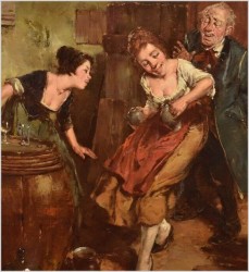 Scena w piwnicy! Zaloty przy winie ~ Gerhard Dickmeis (1918 - 1978)