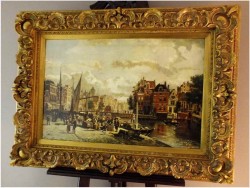 POLECAMY! NABRZEŻE STAREGO AMSTERDAMU - MAX GAISSER (AUGSBURG 1857-1922 MUNICH) ROZMIAR XXL