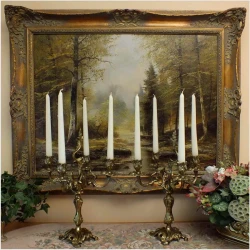 POLECAMY! STARY MOSIĘŻNY KOMPLET SECESYJNYCH ŚWIECZNIKÓW 2SZT