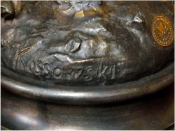 LAMPA NAFTOWA, CUEILLETTE DE POMMES - Henryk KOSSOWSKI (1855-1921), polski rzeźbiarz