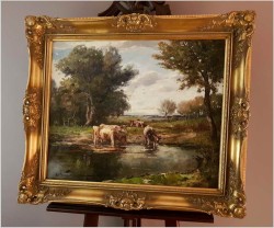 Nastrojowy Obraz! Krowy Przy Wodopoju - Karl Mohr (Düsseldorf 1922-2013)