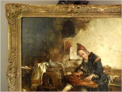 UWAGA, WYPRZEDAŻ KOLEKCJI! STARUSZEK GRAJĄCY NA CYTRZE  - DICKMEIS GERHARD (1918 – 1978)