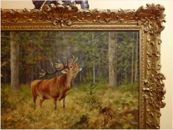 MALARSTWO AUKCYJNE! JELEŃ NA RYKOWISKU - Georg Majewicz (1897 - 1965 Niemcy)