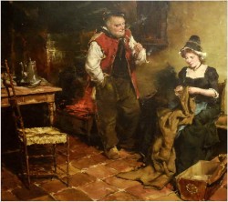 MALARSTWO AUKCYJNE! SCENA RODZAJOWA - DICKMEIS GERHARD (Heinsberg 1918 – 1978 Jülich)