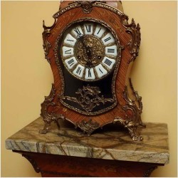 STOJĄCY ZEGAR W STYLU BOULLE Z KONSOLĄ - INTARSJA, BRĄZ, MARMUR 170CM.