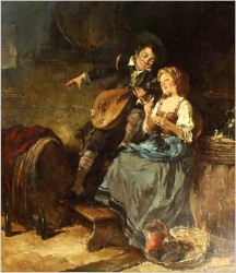 Dziewczyna i zalotny grajek z mandoliną - Dickmeis Gerhard (1918 – 1978)