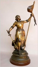 Prosto z Francji! Duża Figura Jeanne D’arc - Louis Moreau (French 1855-1919)