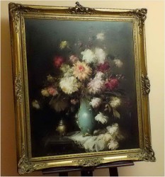 Pałacowe malarstwo, kwiaty w wazonie - Kömpöczy Balogh Endre (Hungary,1911-1977)  120cm x 100cm