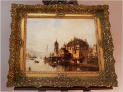 Holenderska Scena Portowa  - L.Bertini, Karl Kaufmann (1843-1905 Wien)