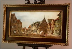 Wyjątkowe malarstwo! Widok na niemieckie przedmieście miasta, Celle - Klaus Rochel (*1936)