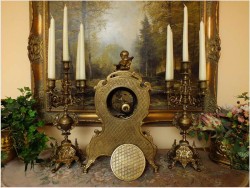 POLECAMY! PAŁACOWY ZEGAR Z KANDELABRAMI - (FHS HERMLE &SOHN) 15KG