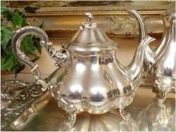 POLECAMY! DUŻA PAŁACOWA ZASTAWA POSREBRZANA - KAWA,HERBATA XIX.w