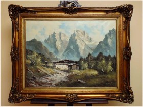 MALARSTWO NIEMIECKIE! - WIDOK NA KAISERTAL, ÖSTERREICH - E.Gröger  XXw.