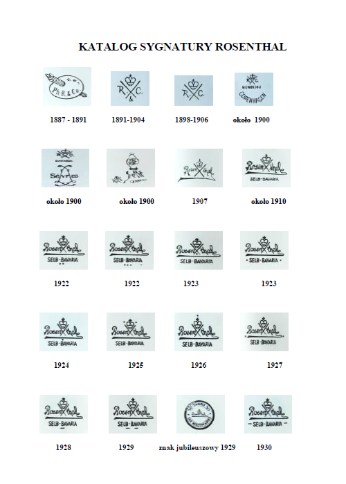 katalog sygnatur rosenthal